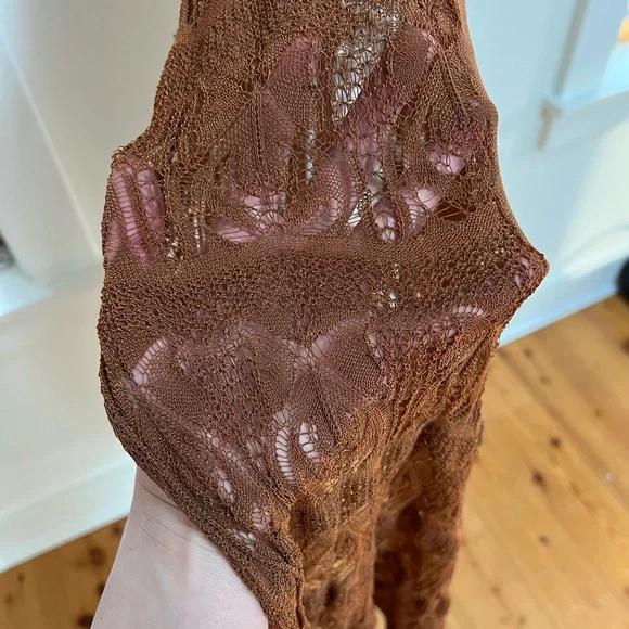 FREE PEOPLE one-of-a-kind Rust Crochet Dress - Picture 3 of 6